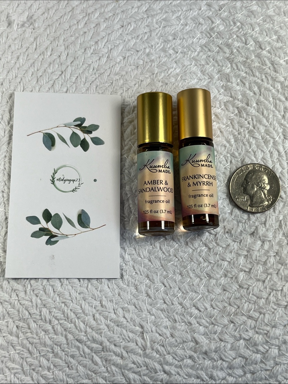 Kuumba Made Amber & Sandalwood + Frankincense & Myrrh Fragrance Oil Lot of 2